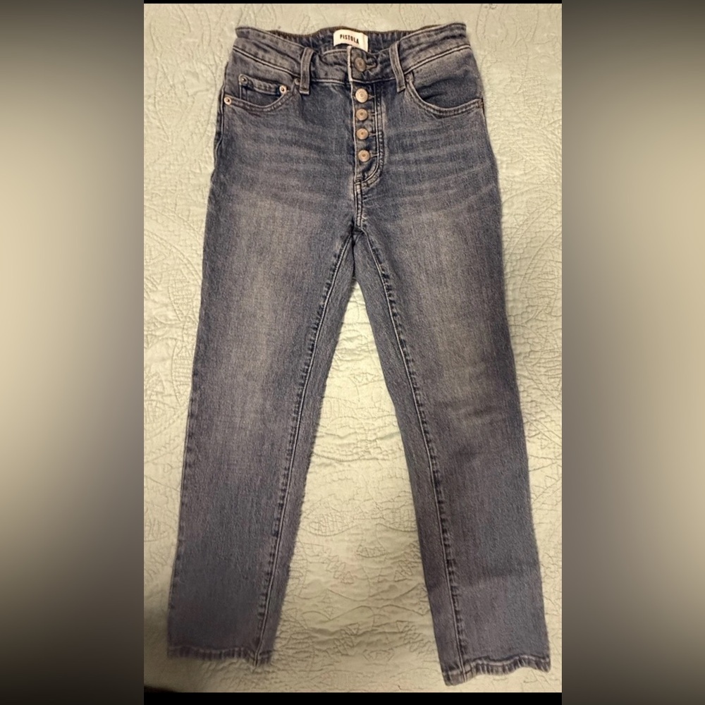 Pistola Jeans Size 25 High Rise Straight Leg Button Fly Blue Denim